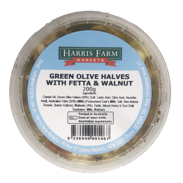 Harris Farm Green Olive with Fetta and Walnut 200g Harris Farm Markets