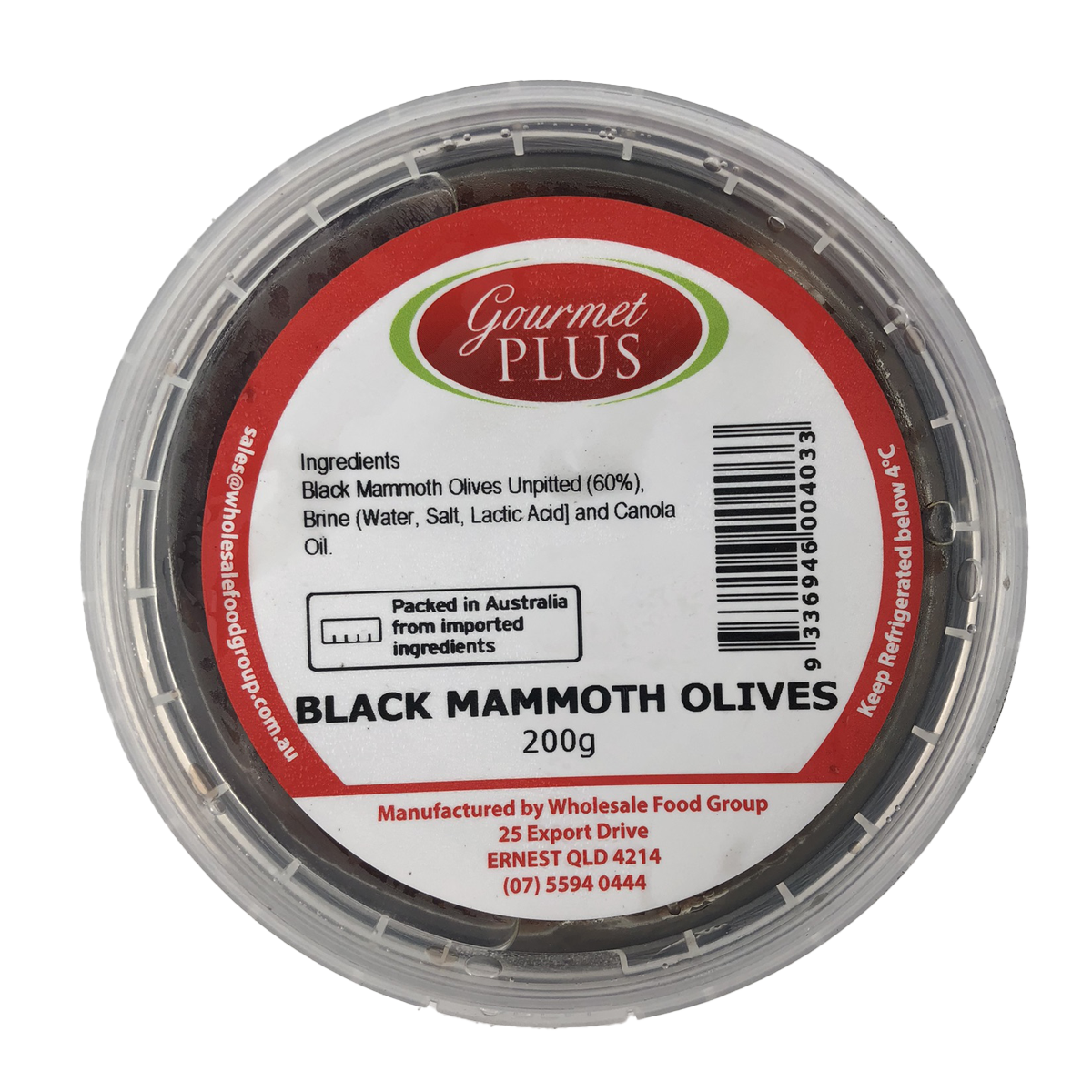 Gourmet Plus Black Mammoth Olive in Brine 200g