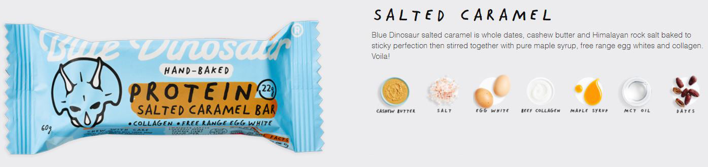 Blue Dinosaur Salted Caramel Protein Bar | Harris Farm Online