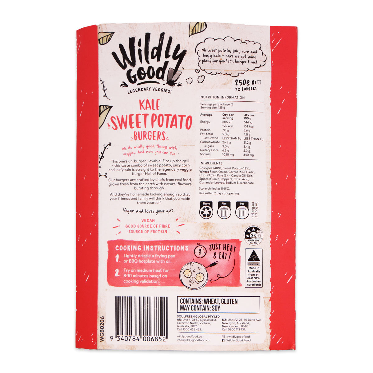 Wildly Good Kale and Sweet Potato Burgers 250g