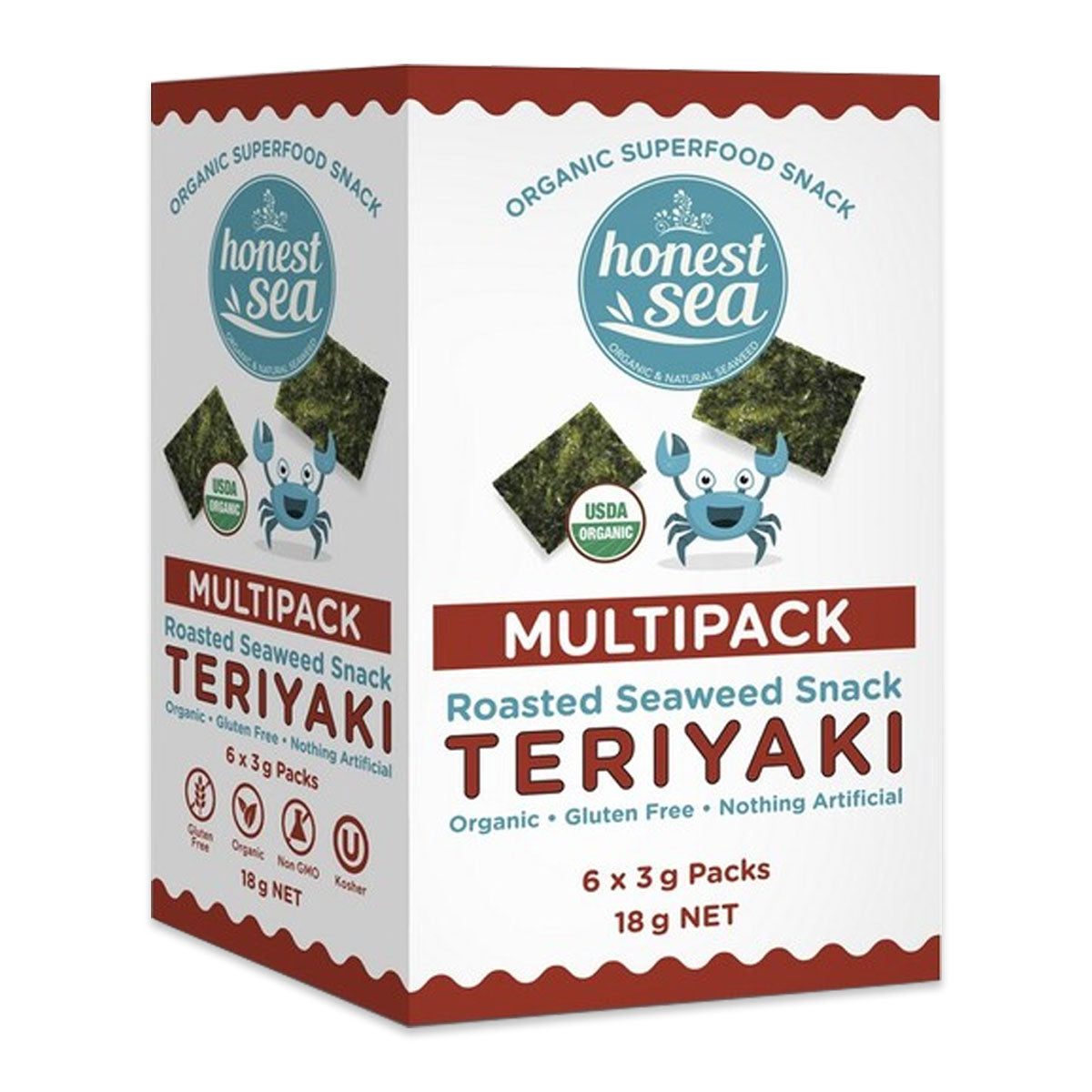 Honest Sea Organic Roasted Seaweed Snack Teriyaki 6 x 3g | Harris Farm Online