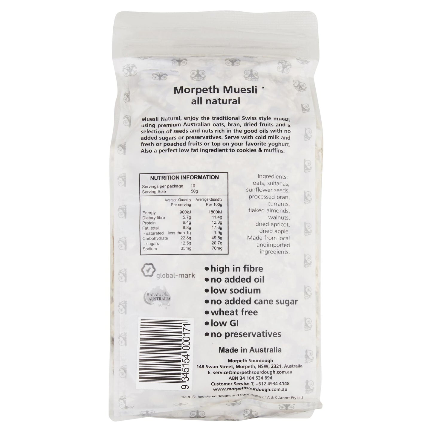 Morpeth Muesli Natural 500g , Grocery-Cereals - HFM, Harris Farm Markets
- 2
