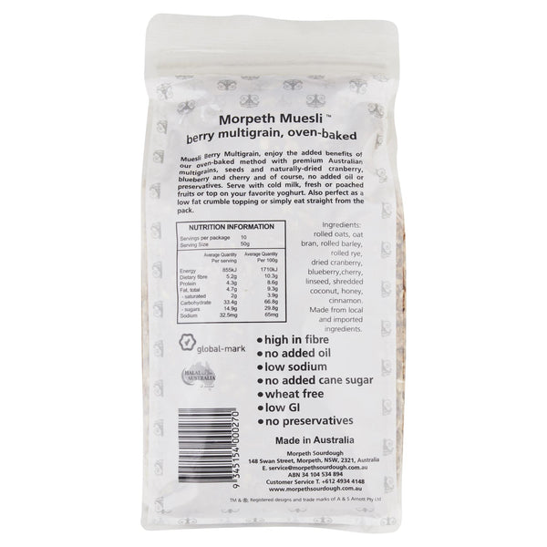 Morpeth Muesli Berry Multigrain 500g , Grocery-Cereals - HFM, Harris Farm Markets
 - 2