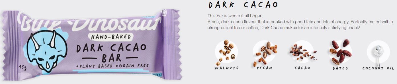 Blue Dinosaur Dark Cacao Paleo Bar | Harris Farm Online