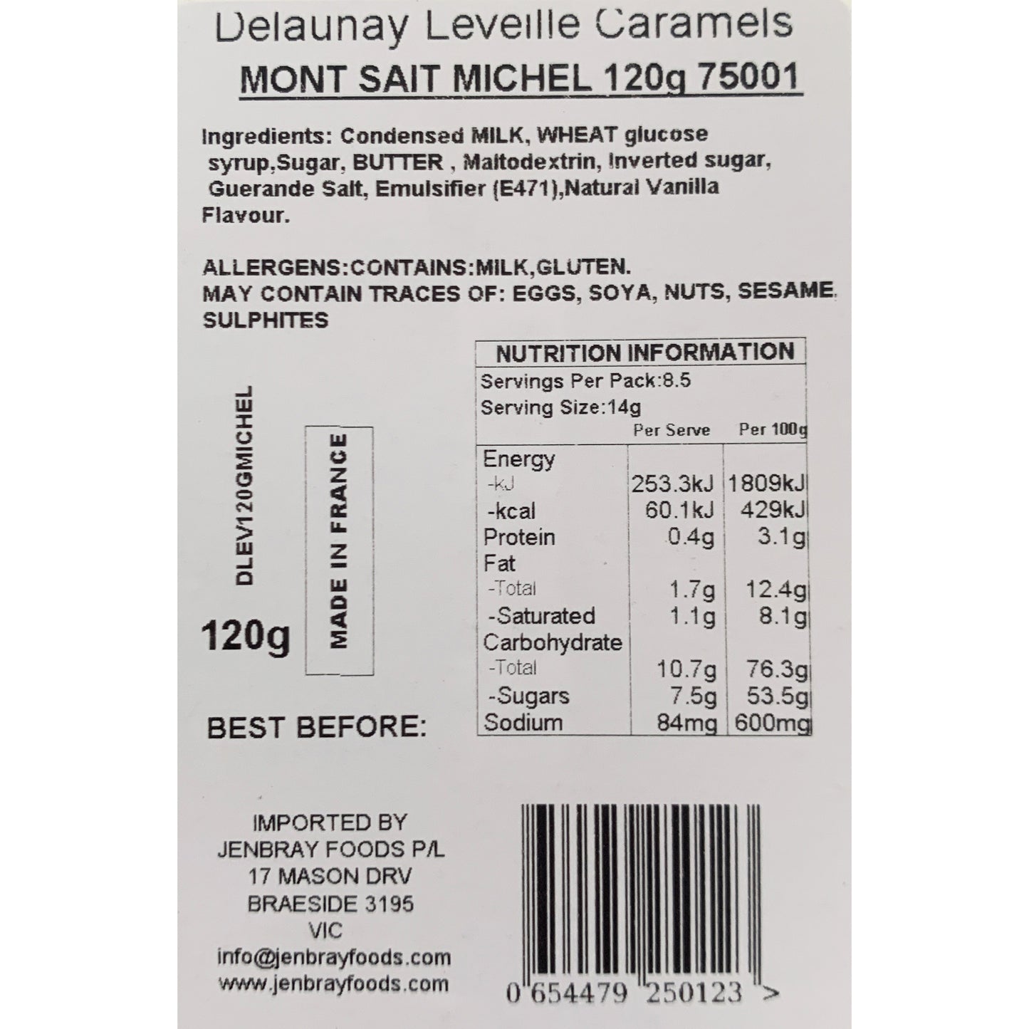 DeLaunay Leveille Caramels Mont Saint Michel Tin | Harris Farm Online
