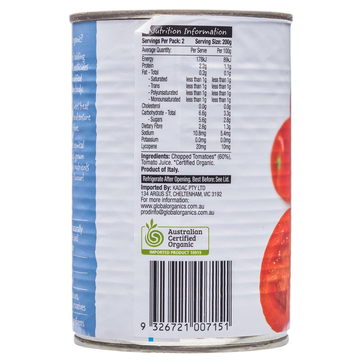 Global Organic Chopped Tomatoes 400g , Grocery-Can Veg - HFM, Harris Farm Markets
- 3