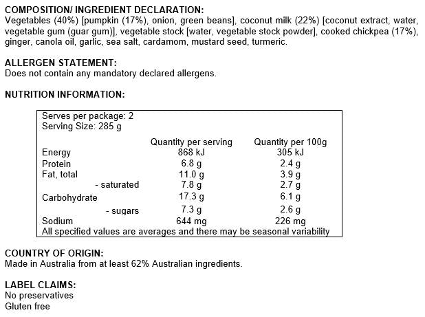Yalla - Pumpkin & Chickpea - Coconut Curry | Harris Farm Online