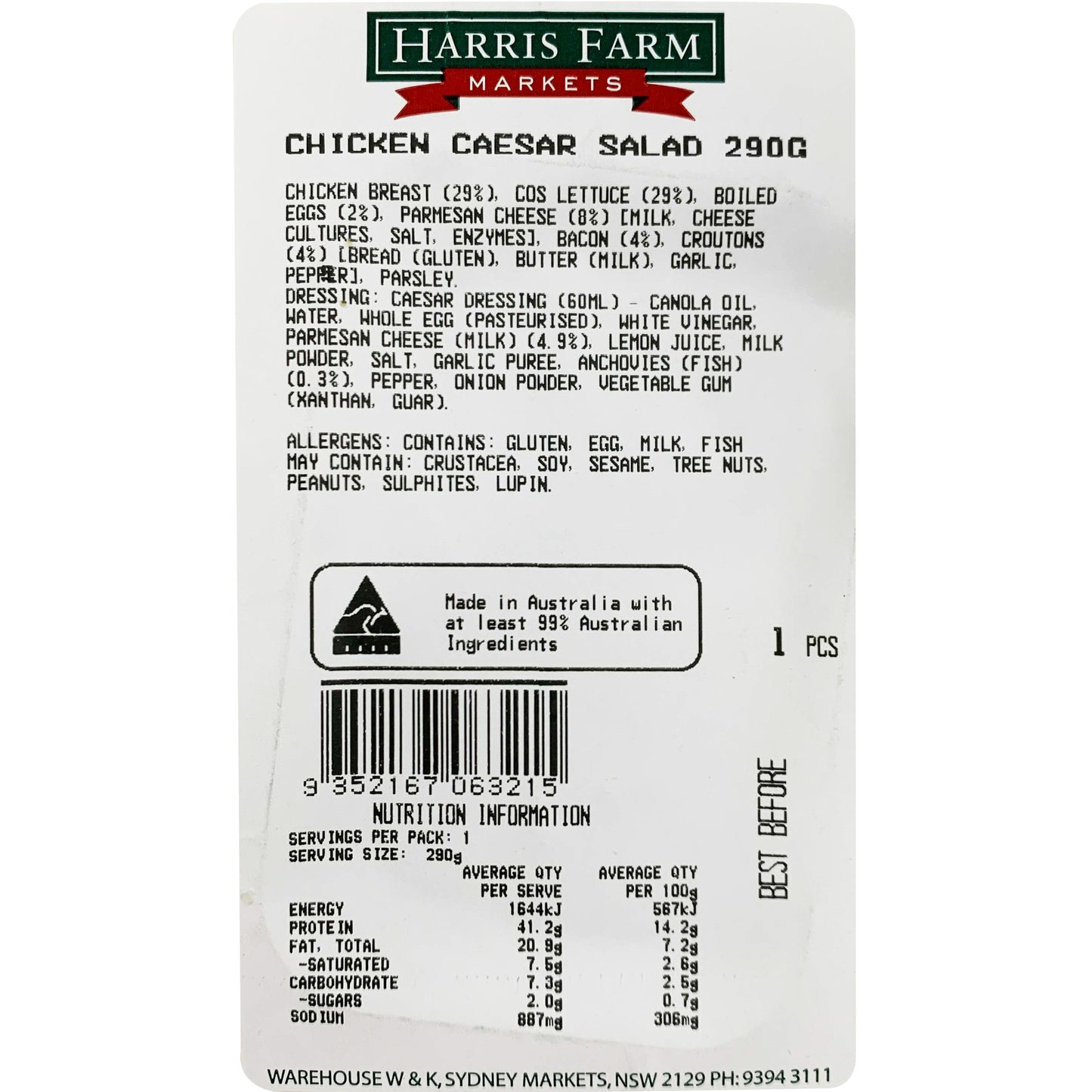 Harris Farm Chicken Caesar Salad | Harris Farm Online