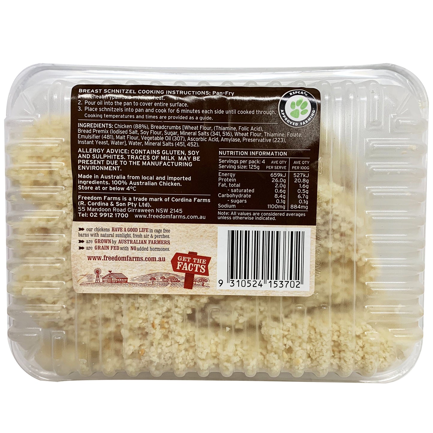 Freedom Farms Breast Schnitzel 500g