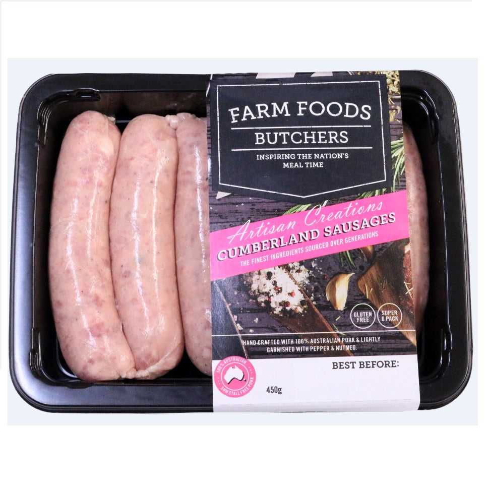 Sausages - Pork Cumberland (6 sausages, 450g) Farm Foods