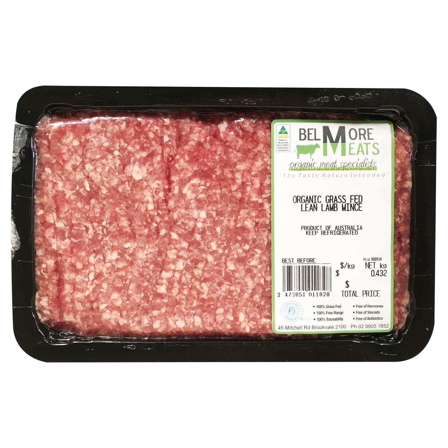 Belmore Organic Grass Fed Lamb Lean Mince 400-600g