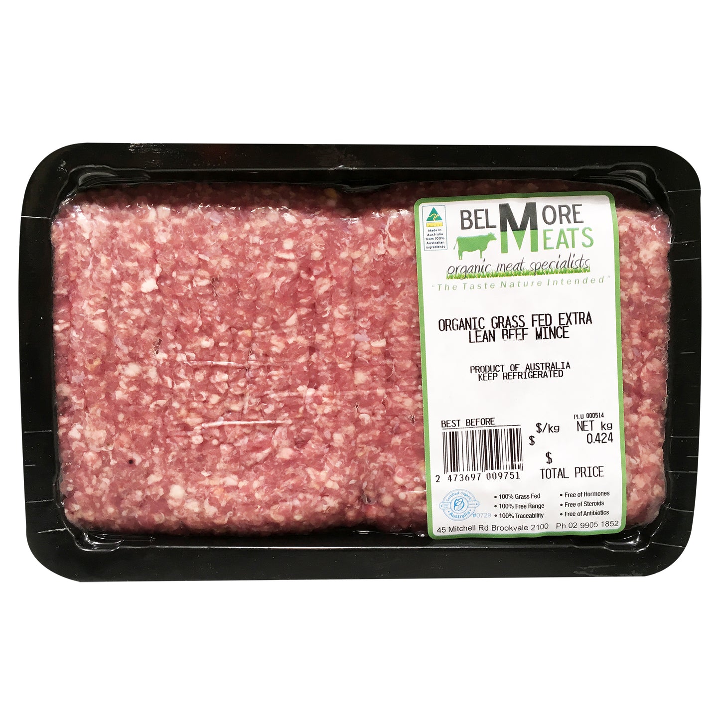 Belmore Organic Grass Fed Extra Lean Beef Mince 300-600g