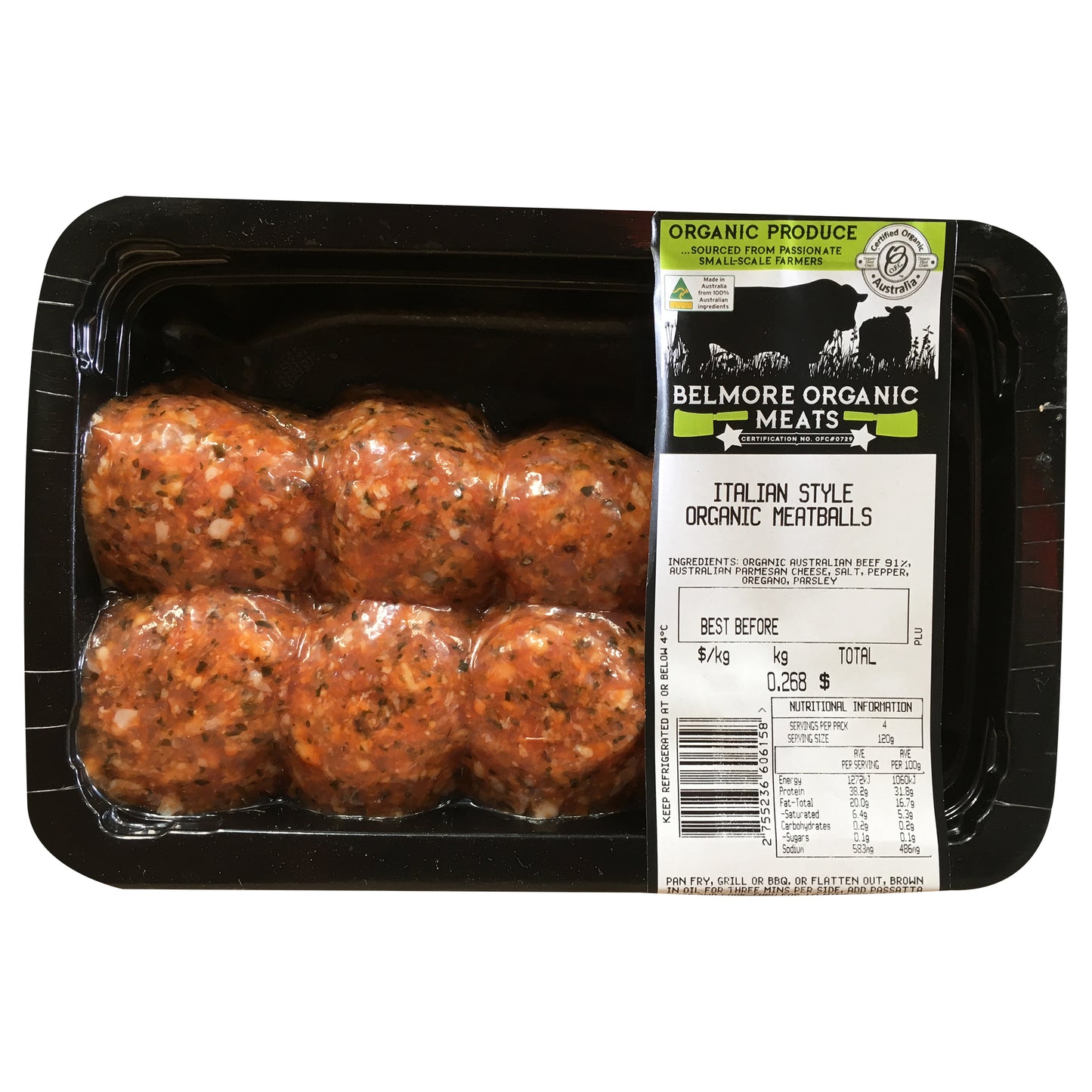 Beef - Meatballs Italian Style - Organic (200-300g) Belmore