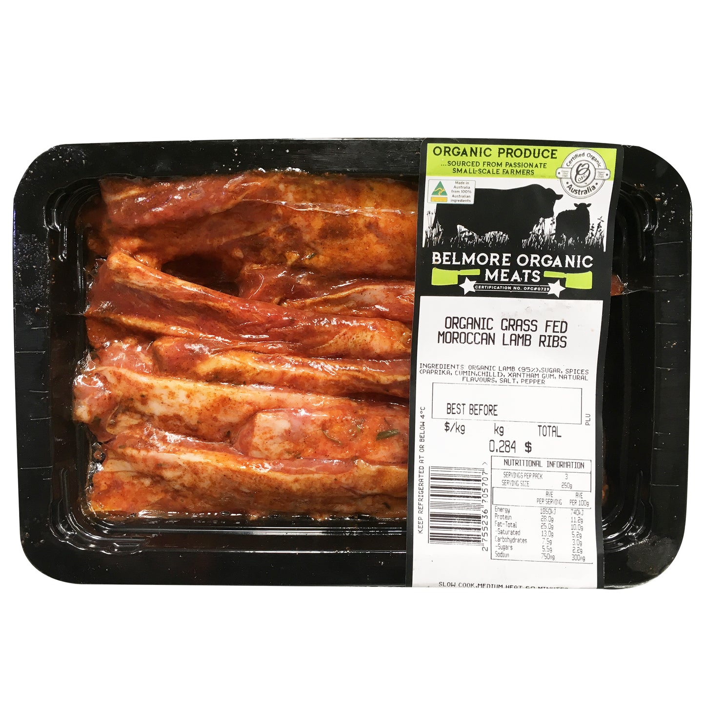 Lamb - Moroccan Ribs - Organic Grass Fed (250-400g) Belmore
