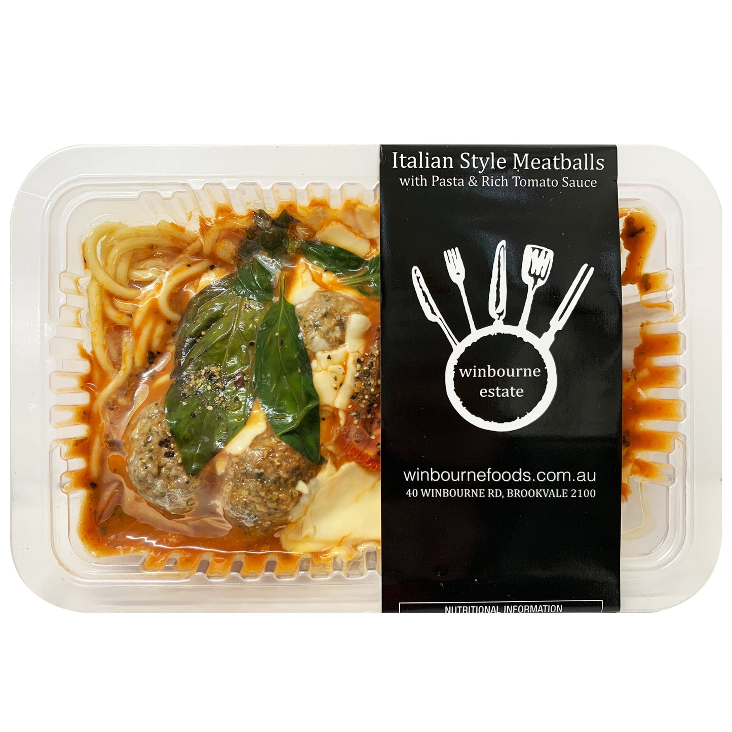 Winbourne Estate Italian Style Meatballs with Pasta and Rich Tomato Sauce 450g