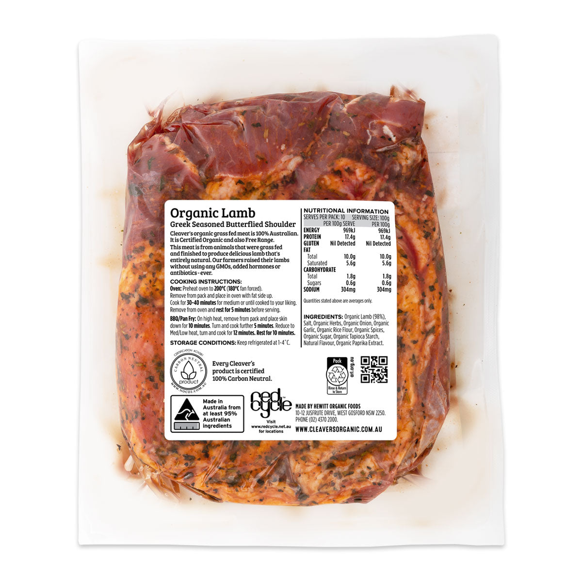 Cleaver's - Greek Seasoned Lamb - Butterfly Shoulder (600g-1kg) | Harris Farm Online