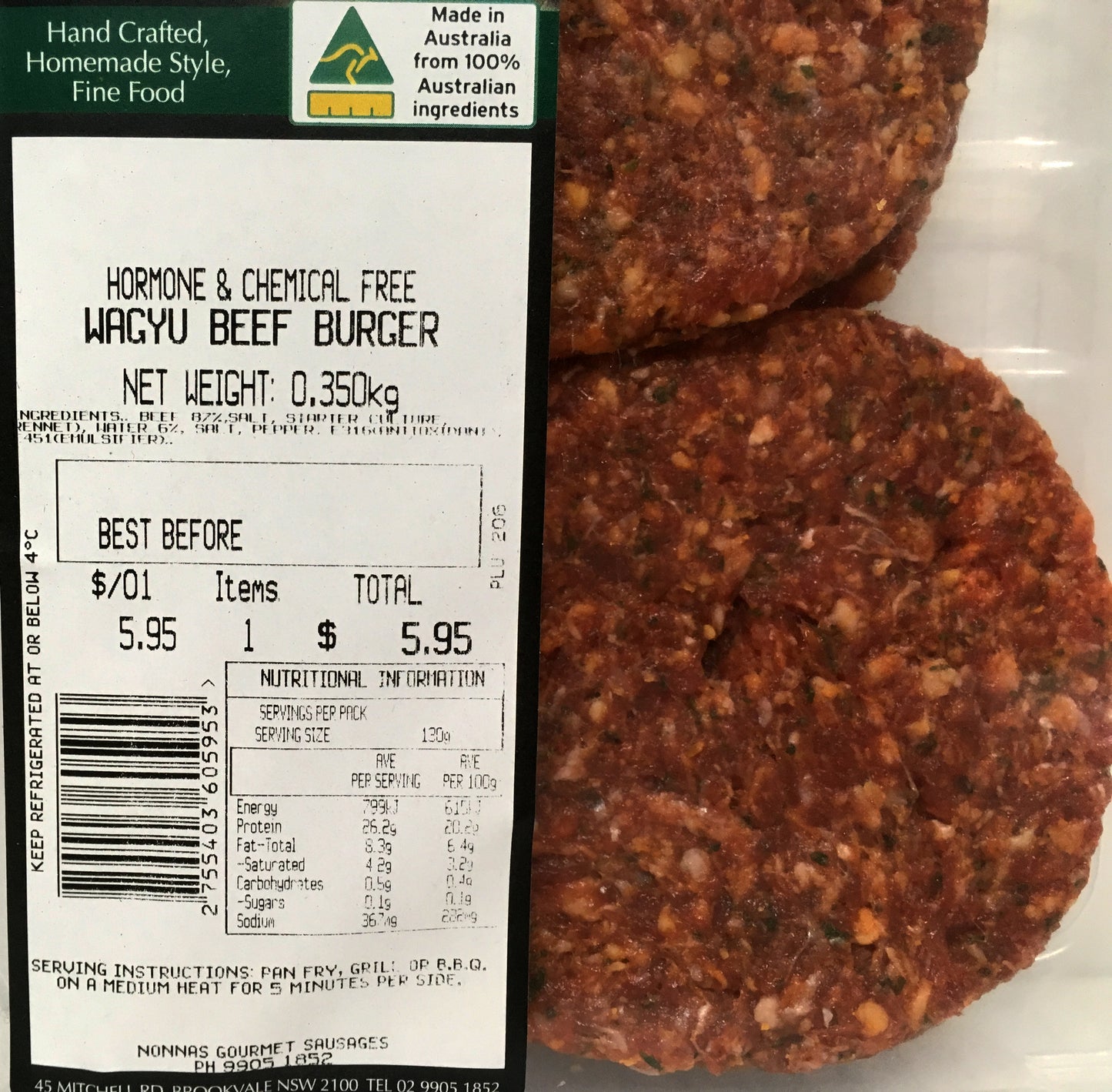 Beef - Wagyu Burger (2 pieces, 350g) Nonnas