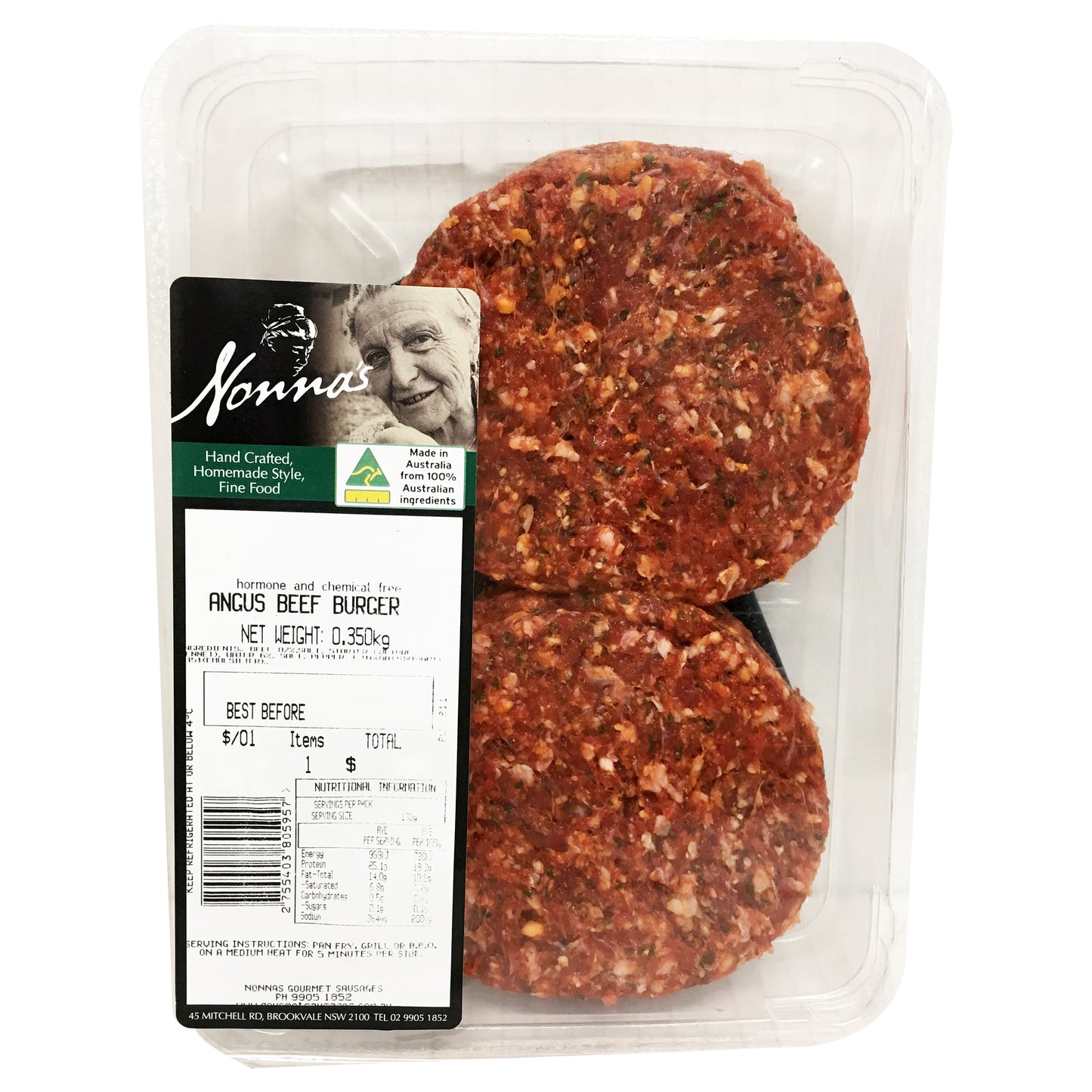 Beef - Angus Burger (2 Pieces, 350g) Nonnas
