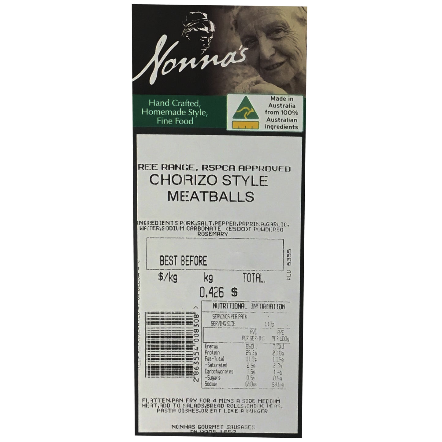 Pork - Meatballs - Chorizo Style (400g) Nonnas