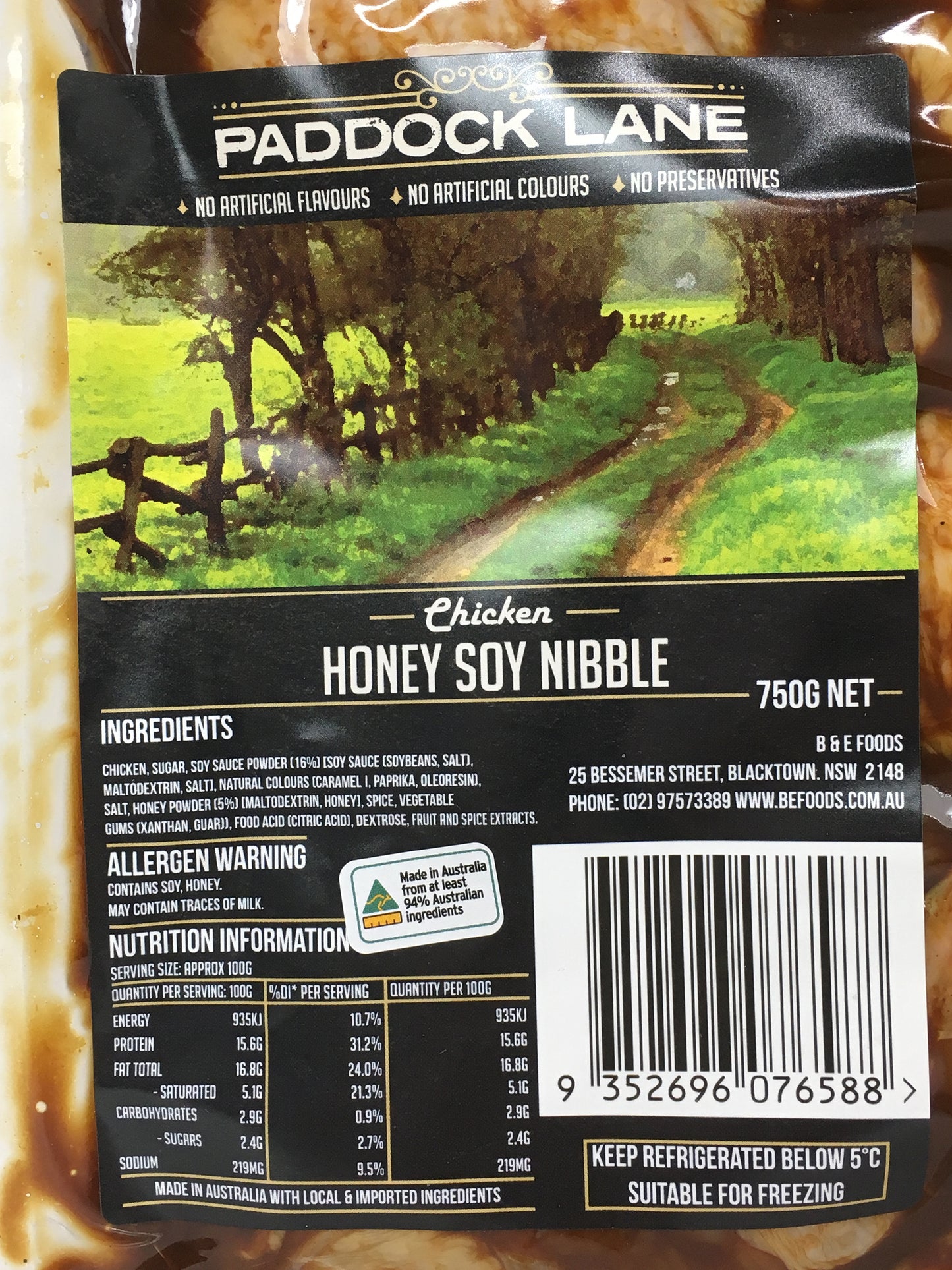 Chicken - Nibble - Honey Soy (750g) Paddock Lane