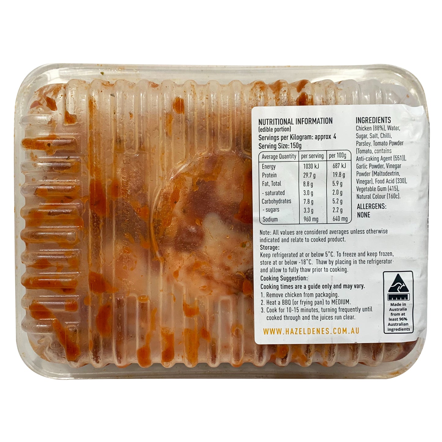 Hazeldenes Free Range Sriracha Chicken Wings 800g-1.1kg