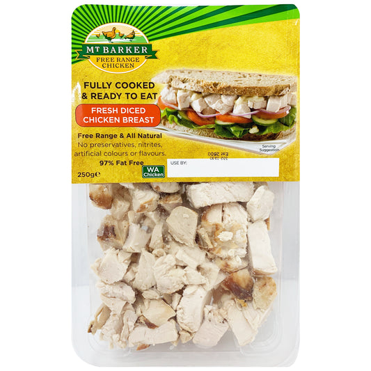 Mt Barker Fully Cooked and Ready to Eat Diced Chicken Breast 250g