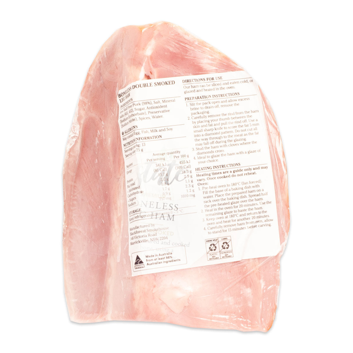 Black Forest Estate Boneless Double Smoked Leg Ham 400g-950g | Harris Farm Markets Online