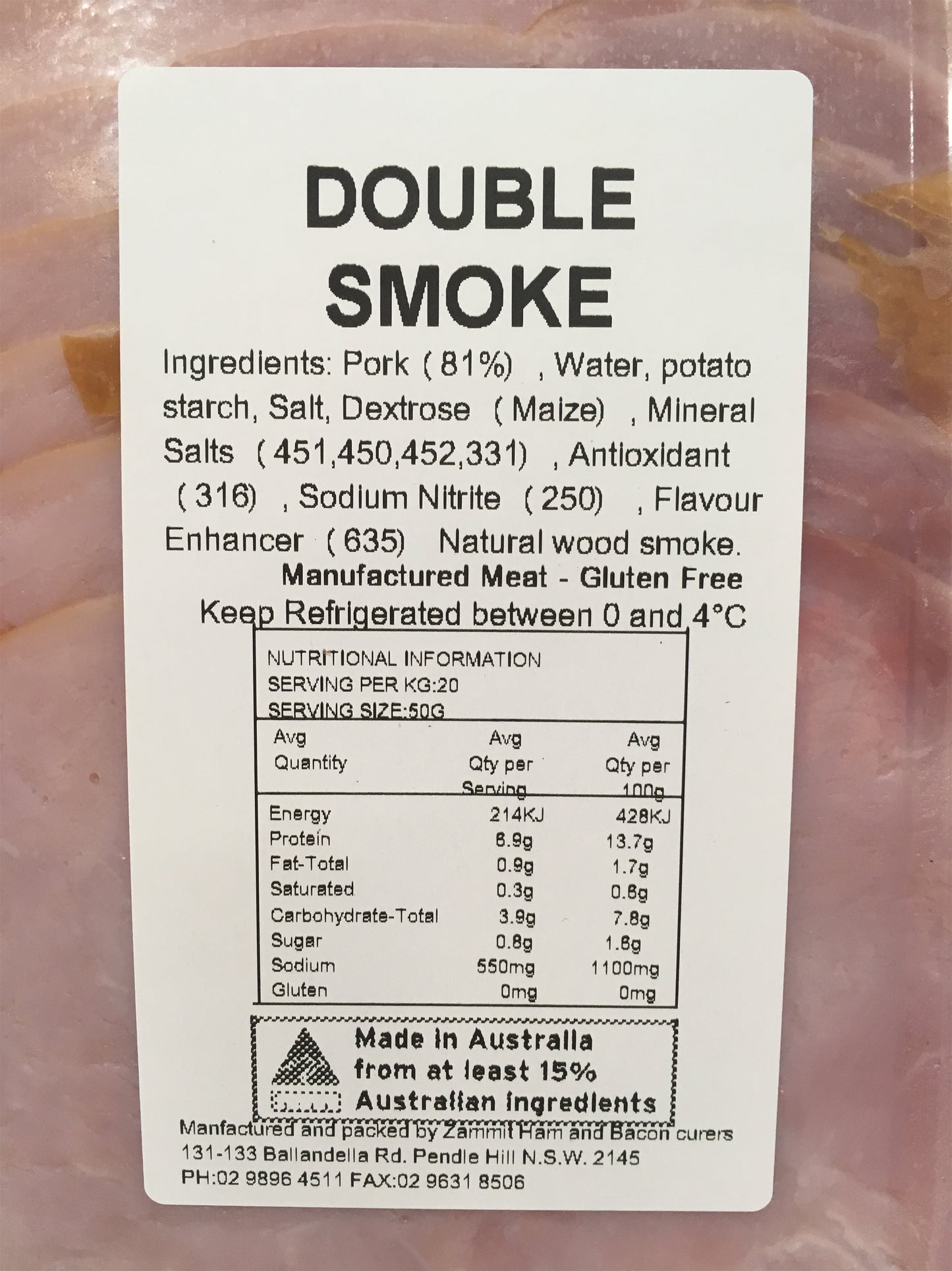 Zammit Double Smoke Ham 150g