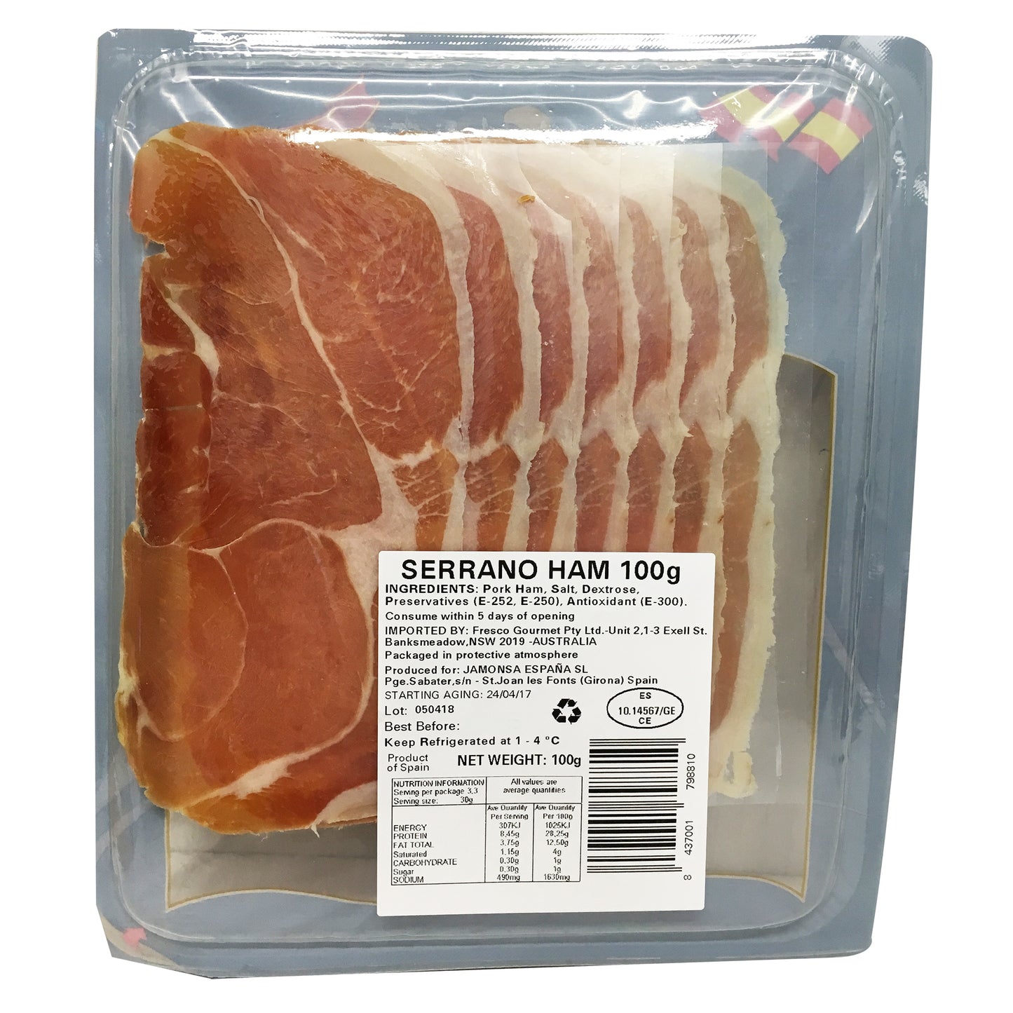 Deli - Serrano Ham Sliced (100g) Fresco