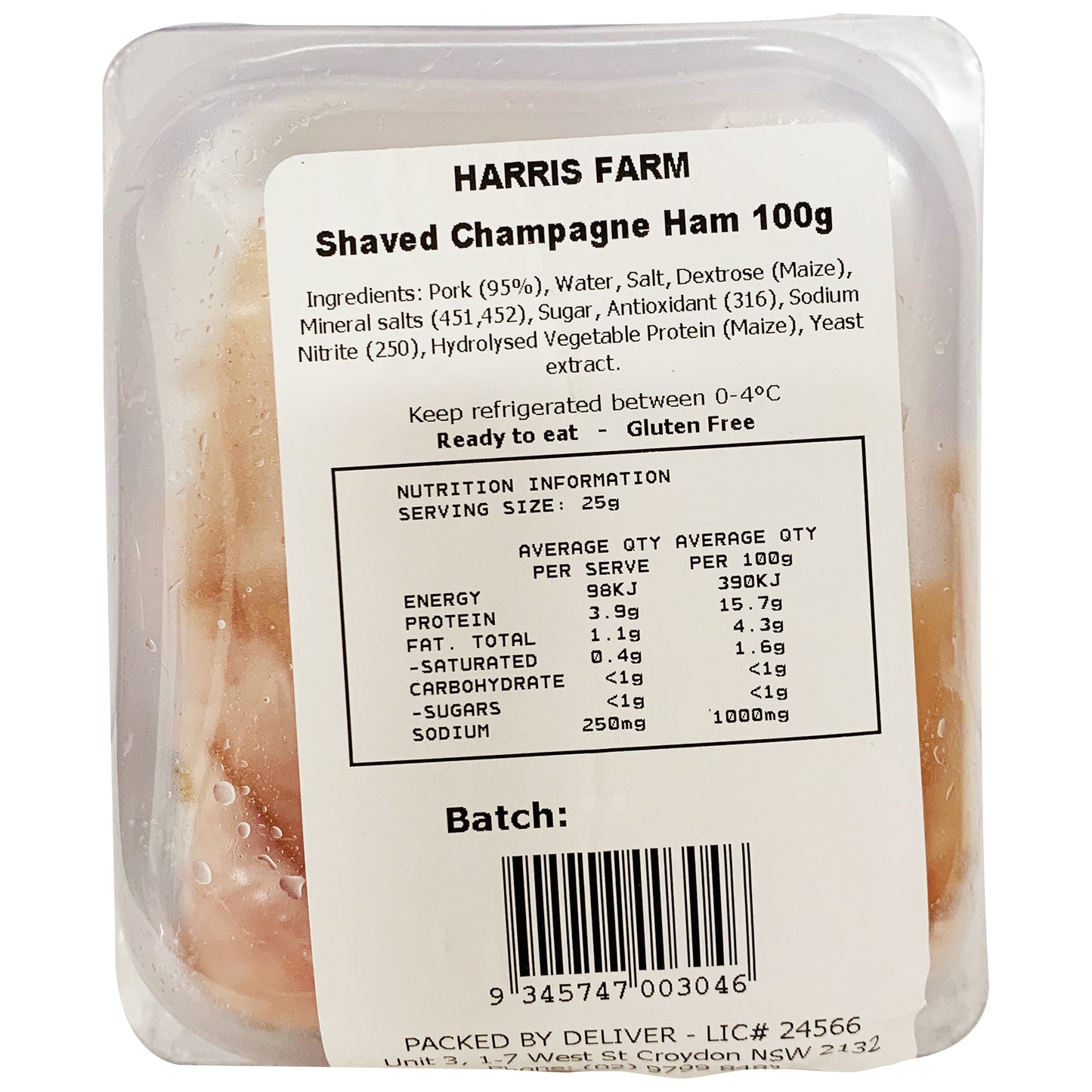 Ham - Shaved Champagne (100g) Harris Farm
