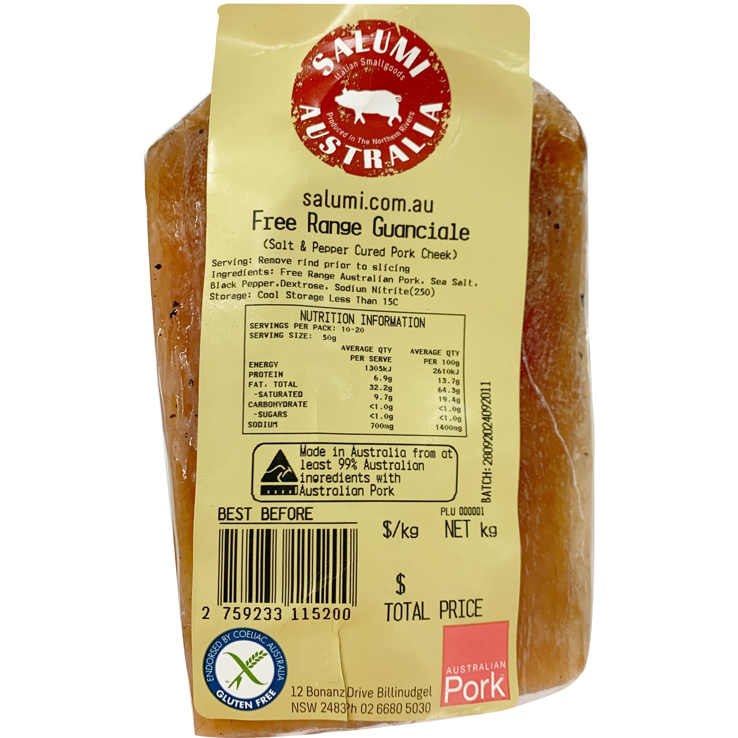 Salumi Free Range Guanciale 250-350g | Harris Farm Markets Online