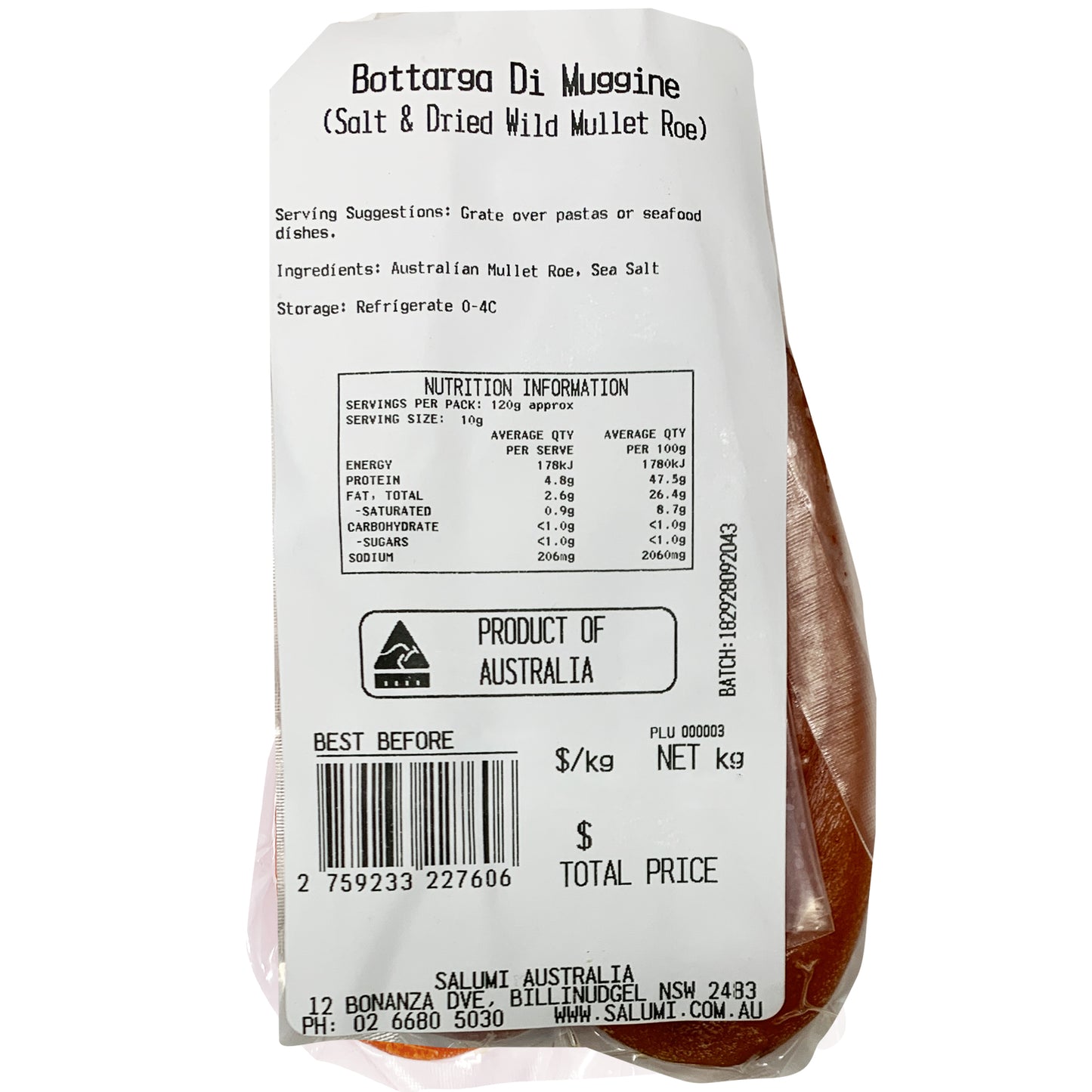 Salumi Bottarga Salt and Dried Wild Mullet Roe | Harris Farm Online