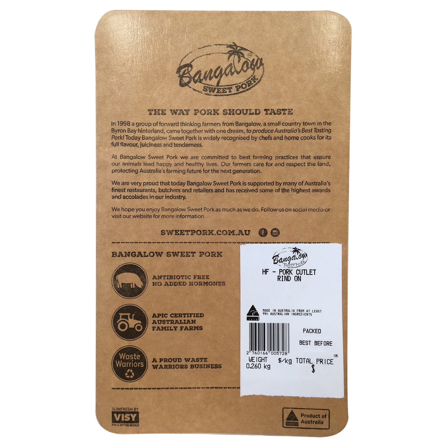 Pork - Cutlet - Rind on (200-400g) Bangalow Sweet Pork