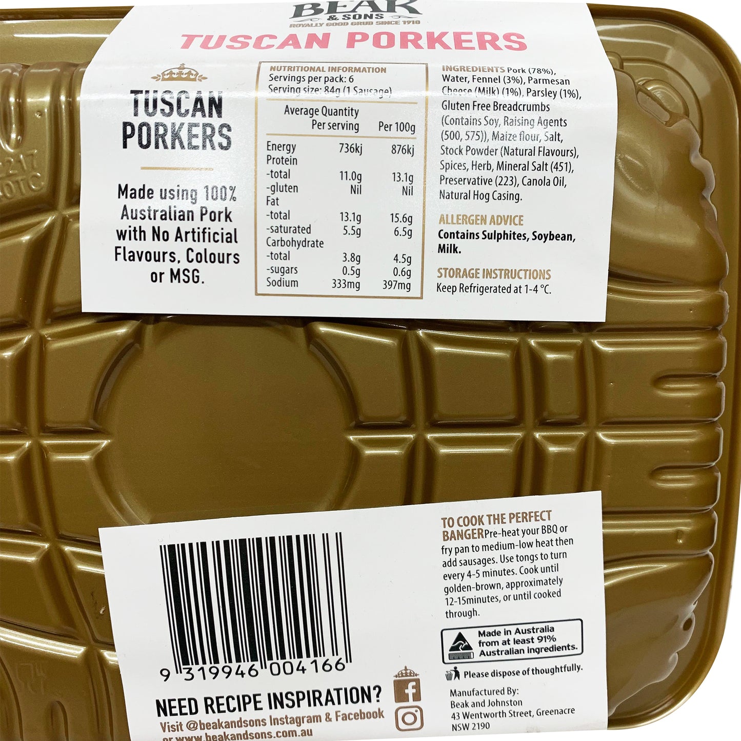 Sausages - Tuscan Pork - Beak & Sons | Harris Farm Online