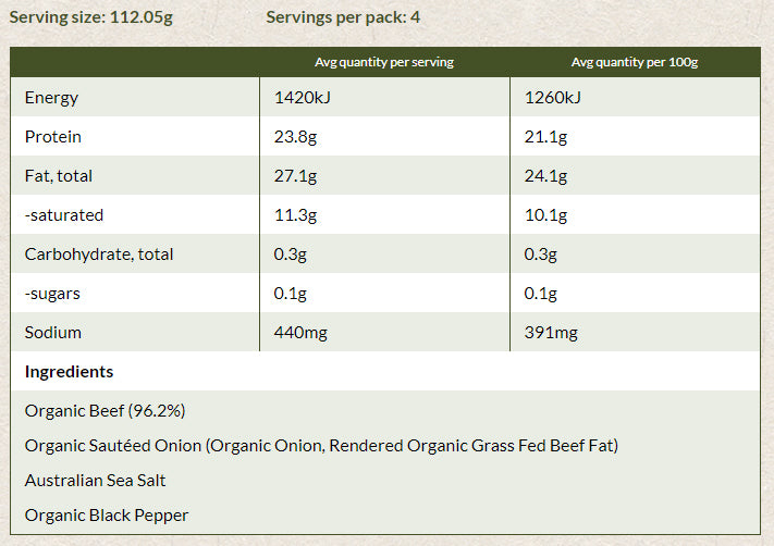 Beef - Burgers Organic (4 pieces, 450g) Cleavers