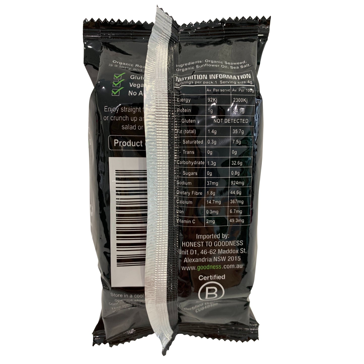 Honest to Goodness Organic Roasted Seaweed Snack Sea Salt 4g