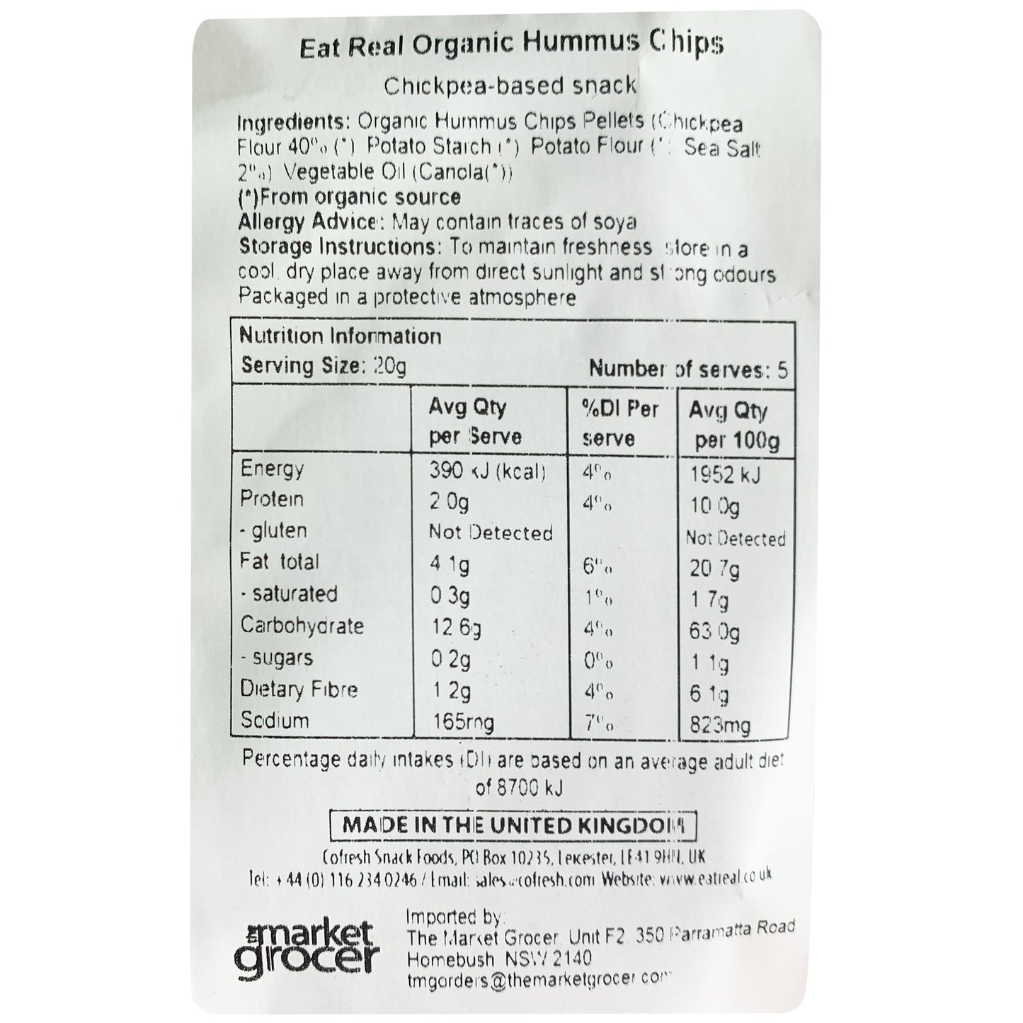 Eat Real Organic Hummus Chips Sea Salt | Harris Farm Online