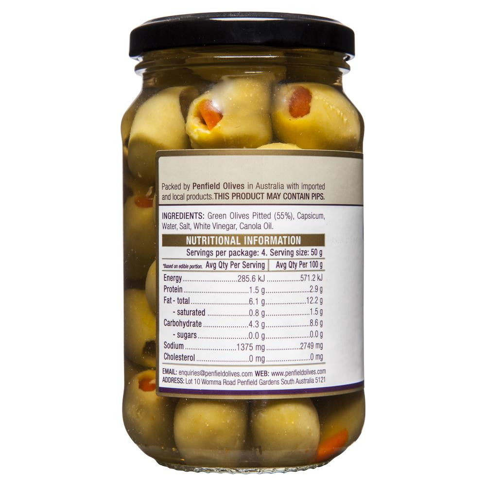 Penfield Olives Green Stuffed W' Capsicum 380g , Grocery-Antipasti - HFM, Harris Farm Markets
- 2