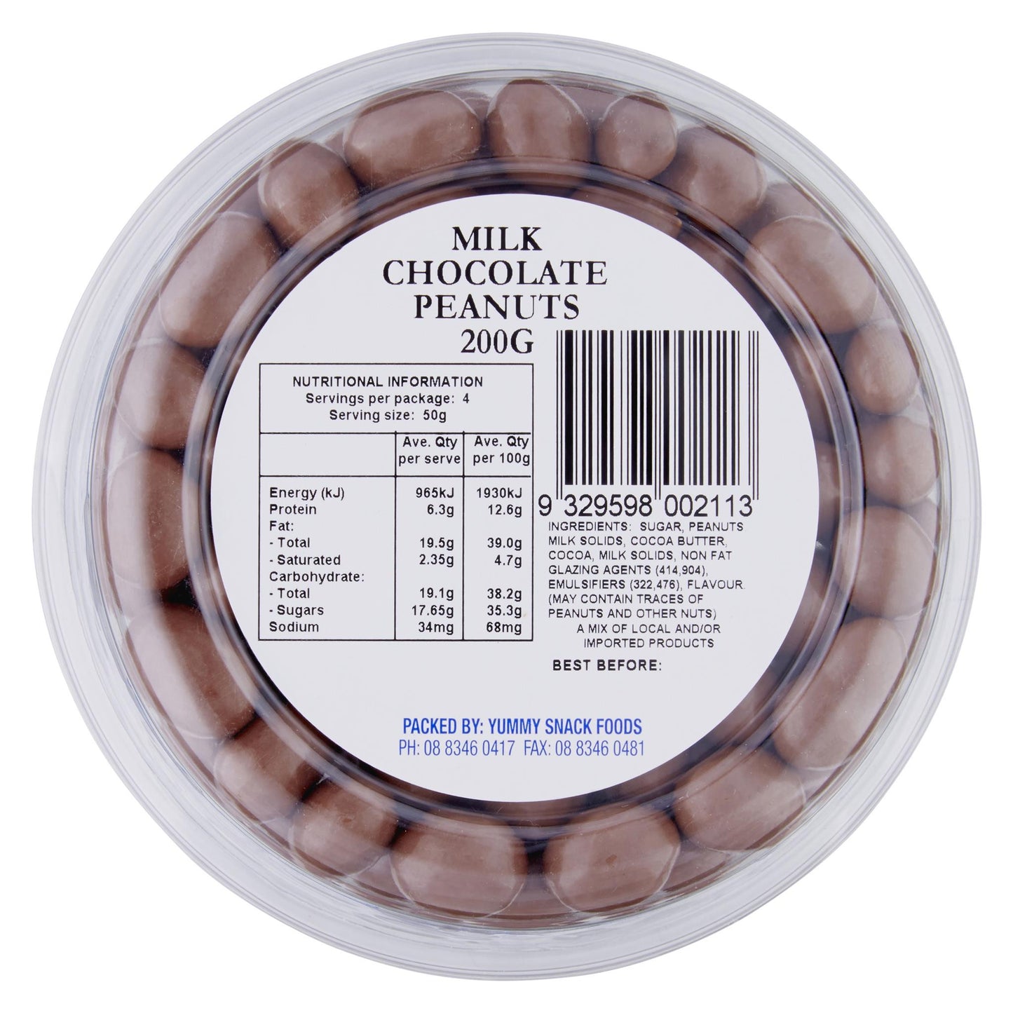 Yummy Peanuts Milk Chocolate 200g , Grocery-Nuts - HFM, Harris Farm Markets
- 3