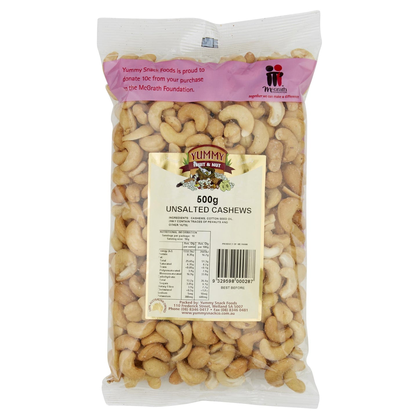 Yummy Cashews Unsalted 500g , Grocery-Nuts - HFM, Harris Farm Markets
- 1
