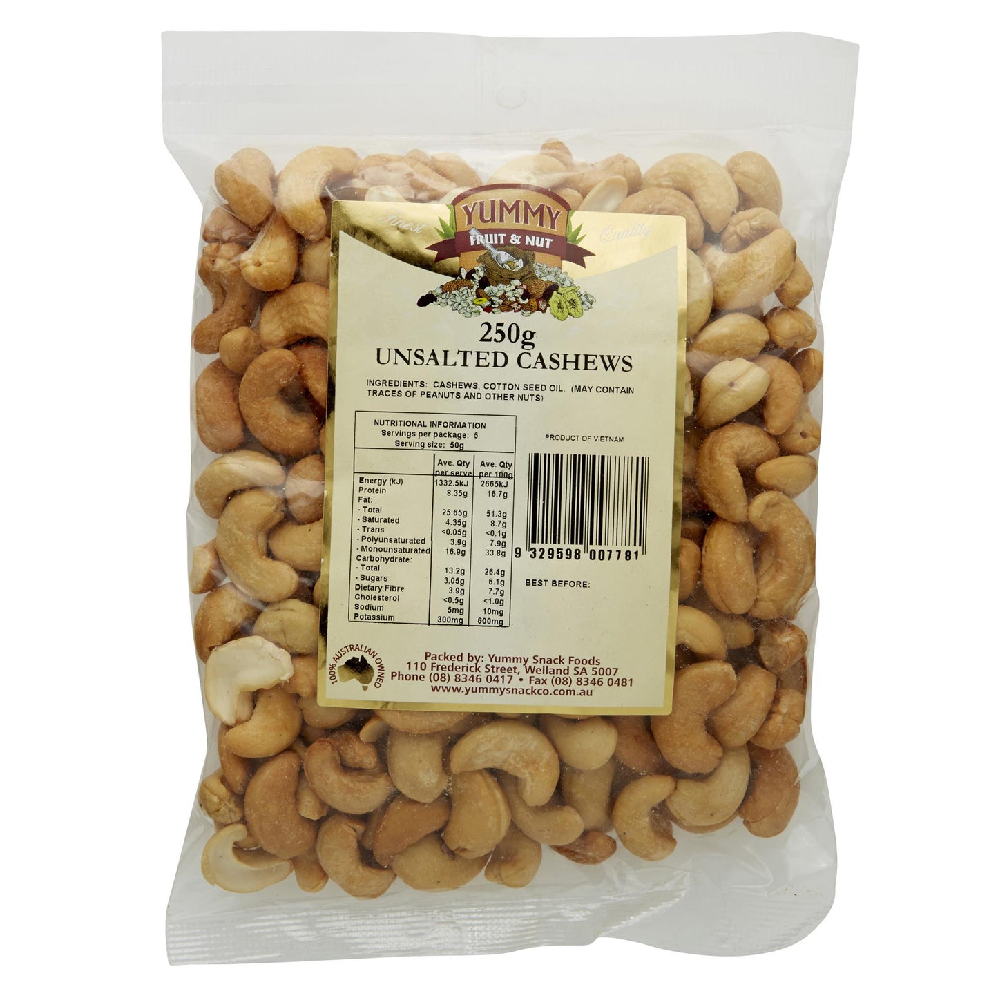 Yummy Cashews Unsalted 250g , Grocery-Nuts - HFM, Harris Farm Markets