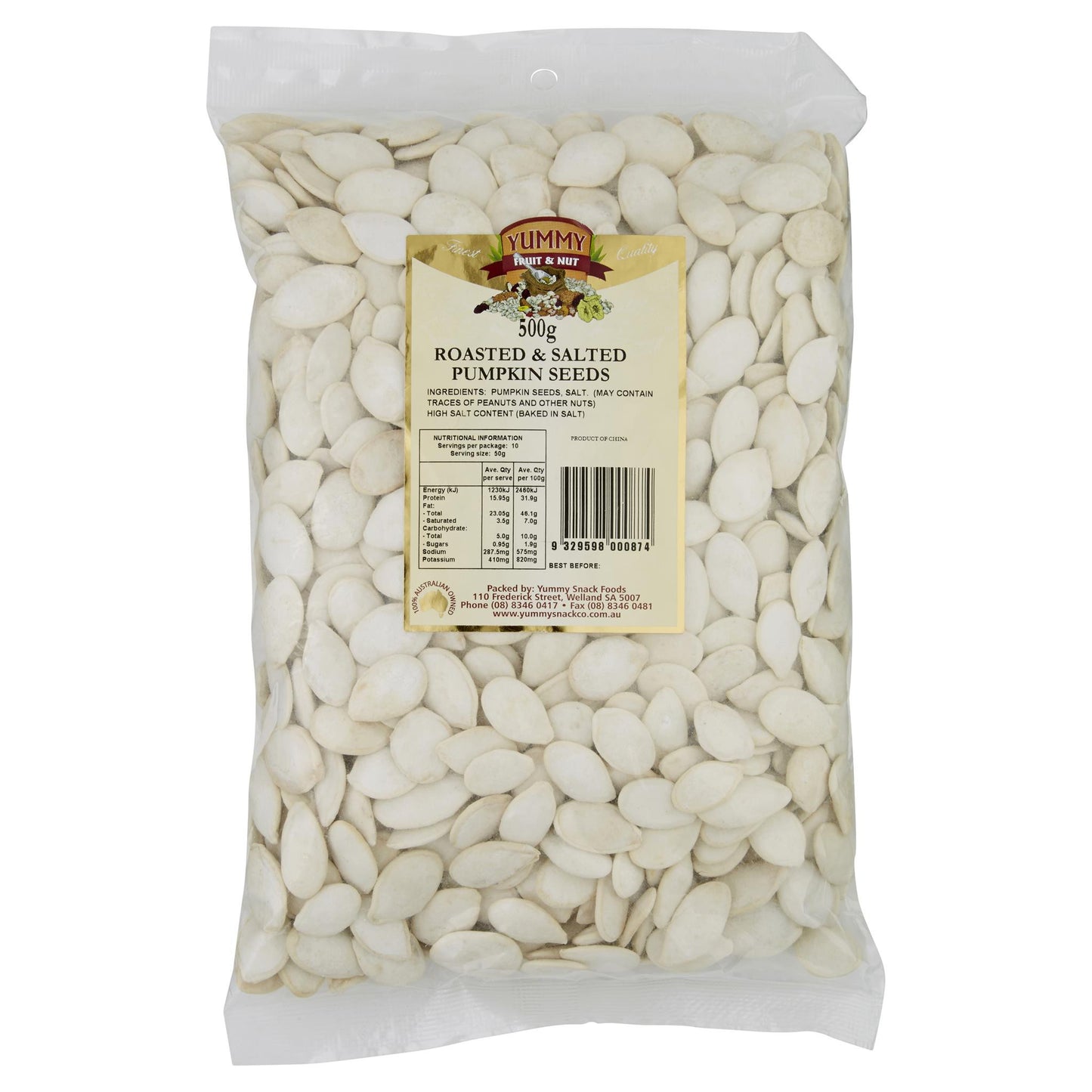 Yummy Pumpkin Seeds Roasted & Salted 500g , Grocery-Nuts - HFM, Harris Farm Markets
