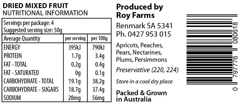Roy Farms - Dried Mixed Fruit | Harris Farm Online