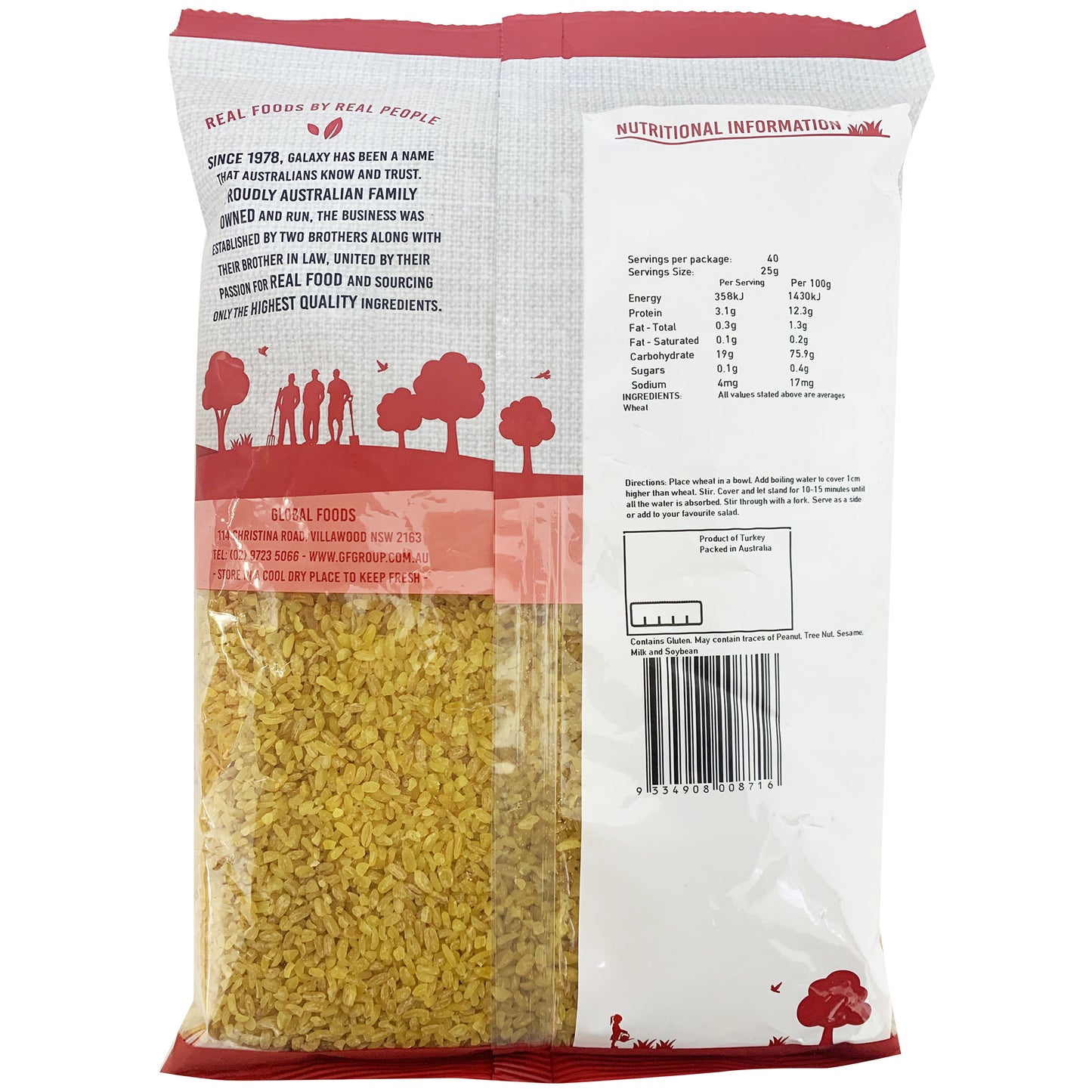 Galaxy Crushed Wheat Coarse Burghal 1kg | Harris Farm Markets Online