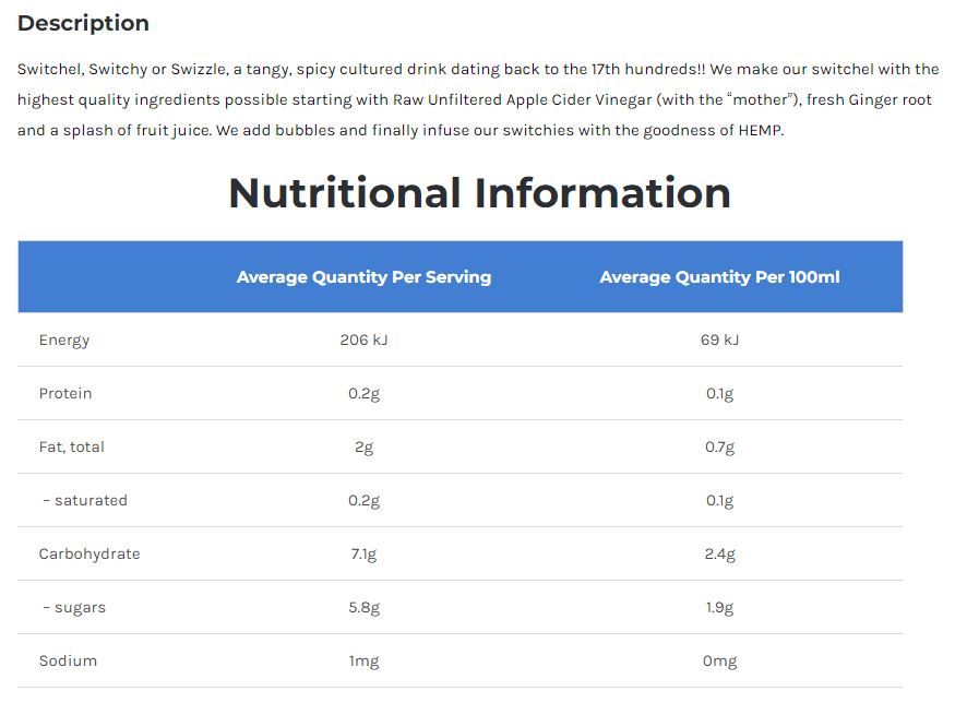 Toa Hemp Infused Switchel Peach and Ginger | Harris Farm Online