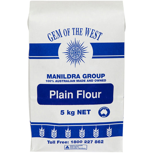 Manildra Gem of The West Plain Flour 5kg - SHORT LIFE - Use By 10-04-21