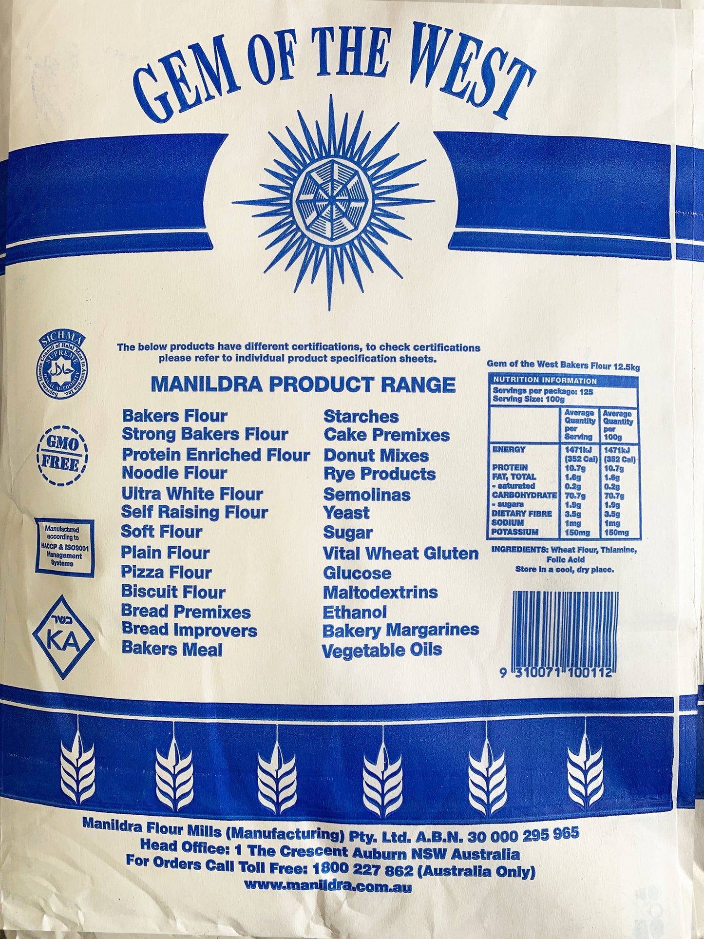 Gem of The West Bakers Flour 12.5kg