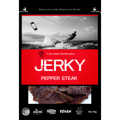 K.M. Foods Vegan Jerky Peppered Steak | Harris Farm Online