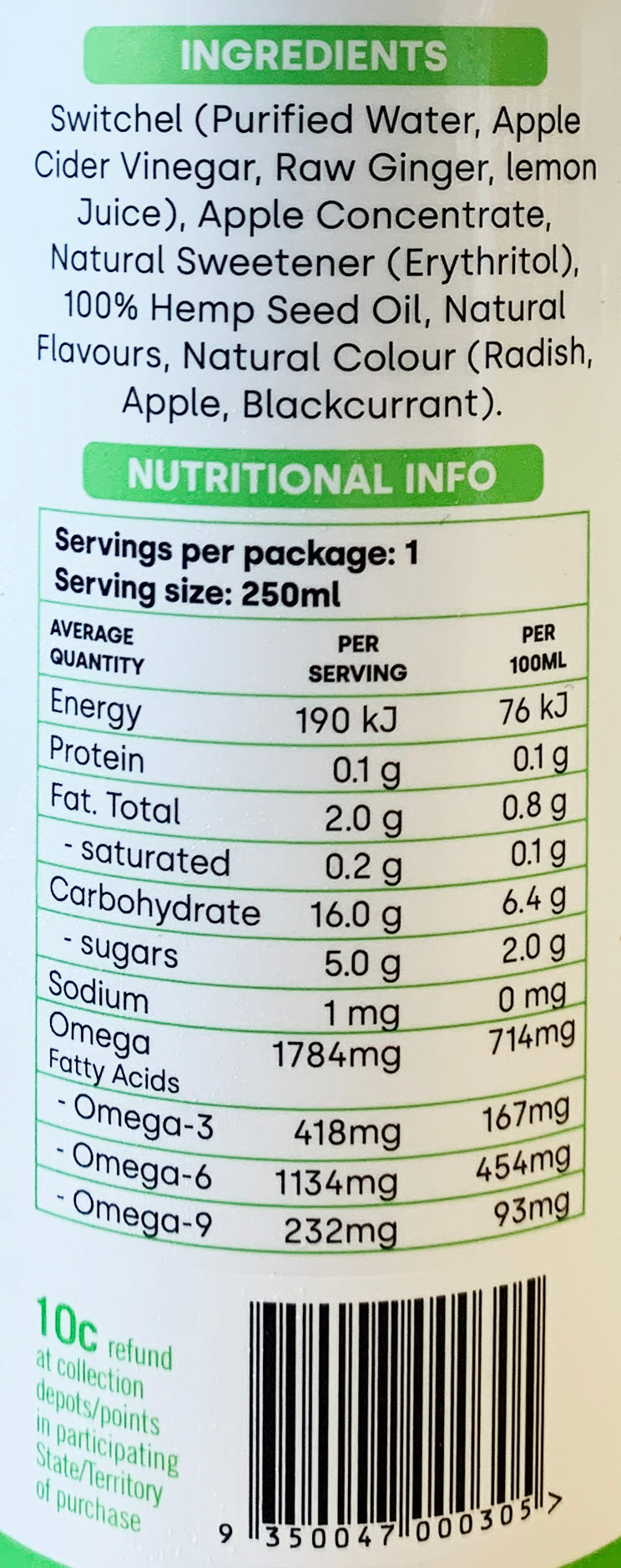 Toa Hemp Switchel Mixed Berry | Harris Farm Online