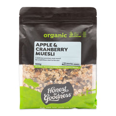 Honest to Goodness Organic Apple and Cranberry Muesli 900g | Harris Farm Online